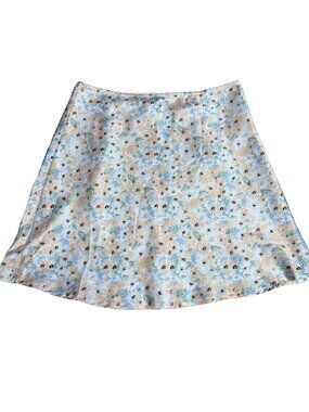 Princess Polly Mini Skirt Size 4 Yellow & Blue Floral * FLAW*